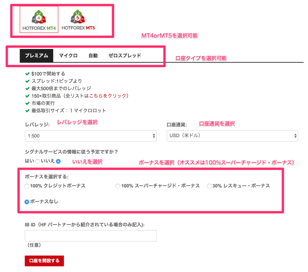 HotForex　口座開設