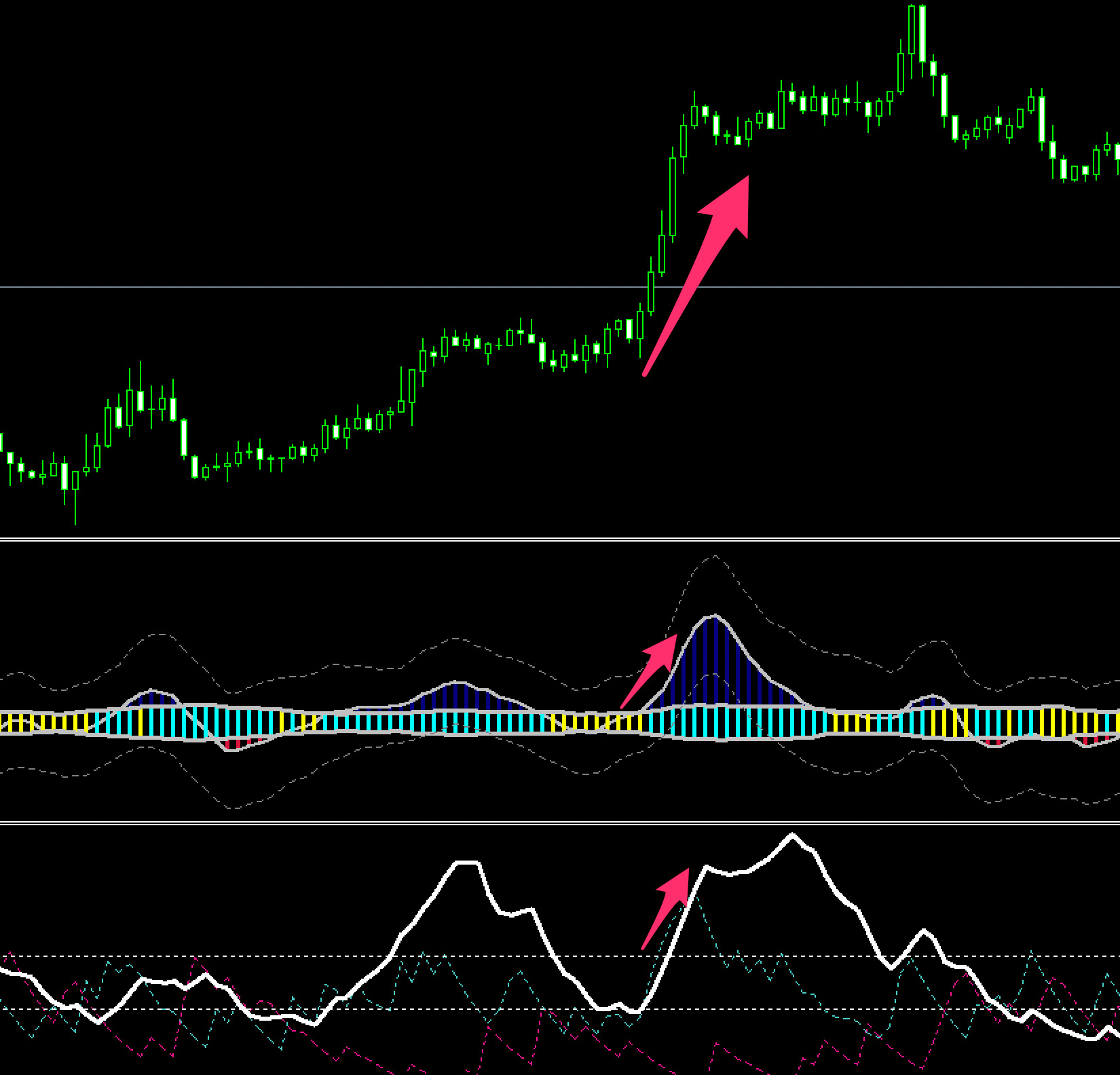 FX　インジケーター　Directional volatility & volume osc + bands