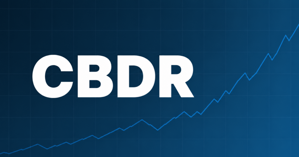 CBDR(Central Bank Dealers Range)を示すダークネイビー背景のキーワード画像