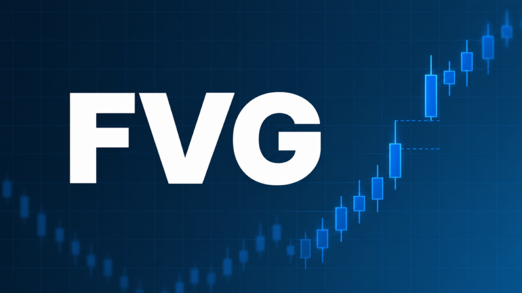 FVG(Fair Value Gap)を示すダークネイビー×ブルーのアイキャッチ画像