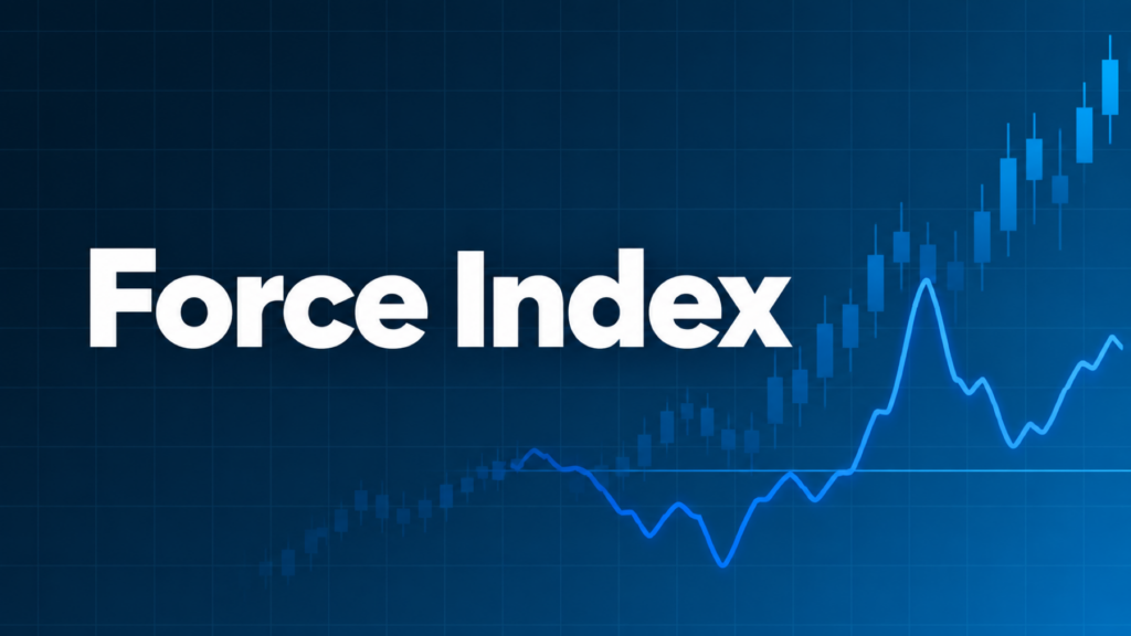 Force Indexを解説する記事のアイキャッチ、ダークネイビー背景に文字とブルーのグラフ装飾