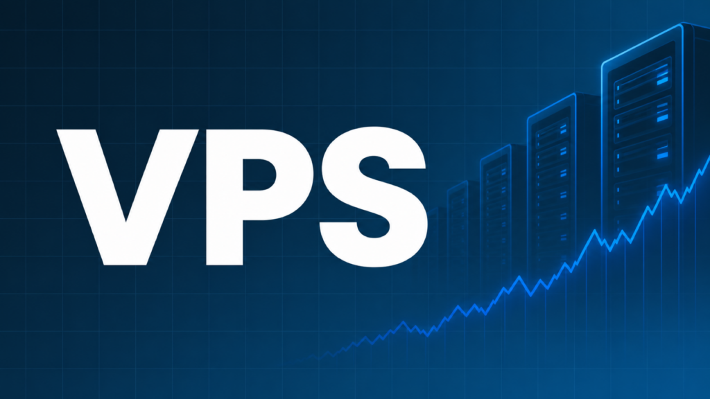 FX自動売買(EA)向けVPSについて解説する記事のアイキャッチ、ダークネイビー背景に「VPS」の文字とブルーの装飾
