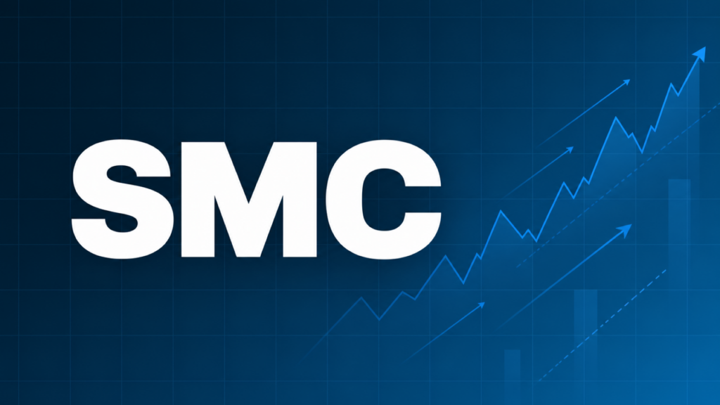 SMC(スマートマネーコンセプト)を示すダークネイビー×ブルーのアイキャッチ画像