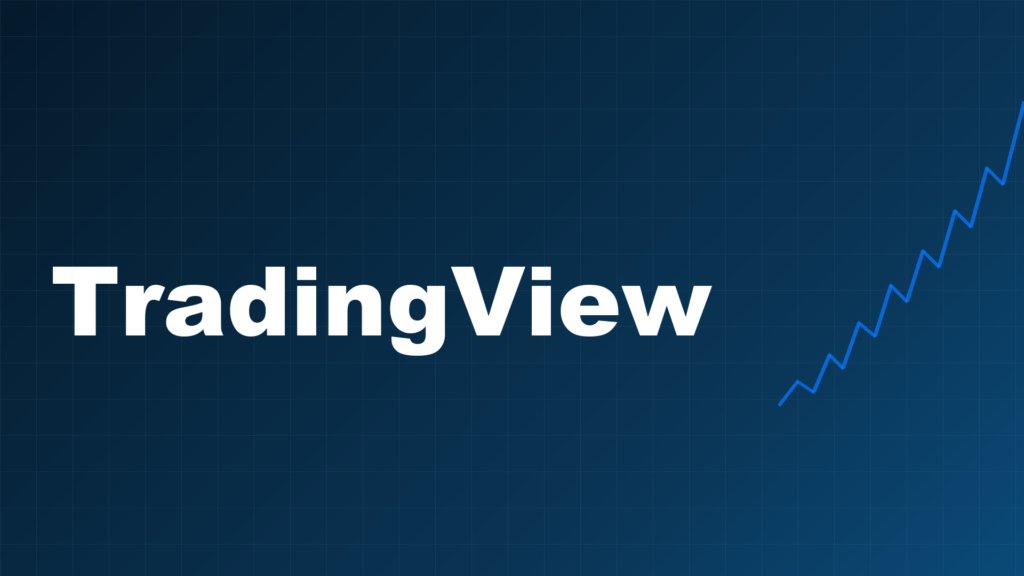 TradingViewインジケーターのおすすめを紹介する記事のアイキャッチ、ネイビー背景にTradingViewの文字とローソク足/折れ線グラフ風の装飾